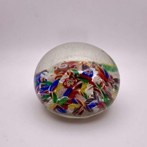 Vintage millefiori blown glass paperweight candy - Picture 3 of 4